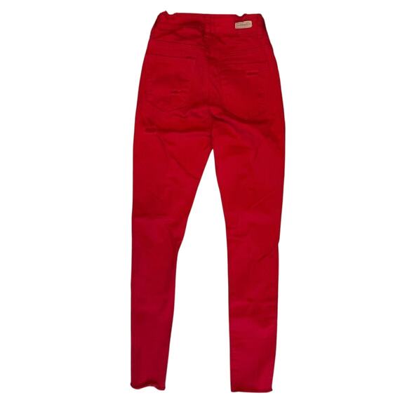 Juniors Vince. Red Ripped Mid Rise Stretch Skinny Jeans 3 Hip Hop Hipster Grunge - Picture 11 of 12